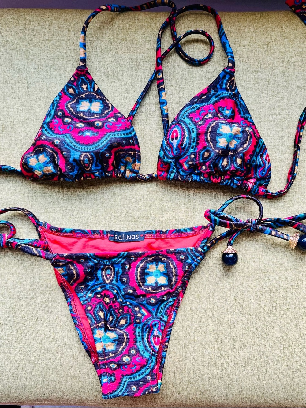 Salinas Vibrant Paisley Bikini in Pink & Blue - Picture 3 of 7